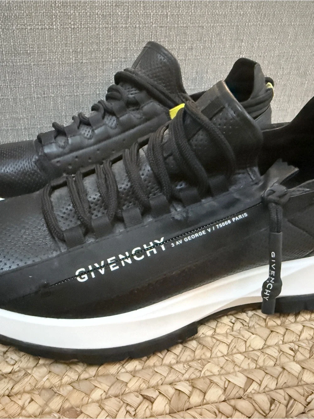 Givenchy Black Spectre Sneakers with White Sole and Yellow Accent
